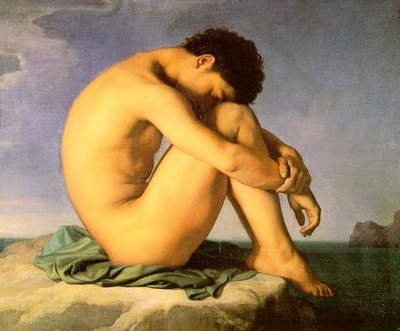 Hippolyte Flandrin, Le Jeune homme nu assis au bord de la mer, 1855